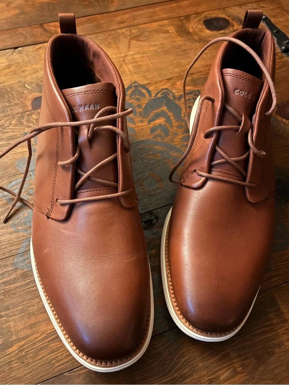 Cole Haan Men's Chestnut Leather Chukka Boots with White Sole